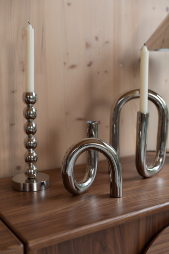 Tubo Candle Holder S Shiny Silver 2