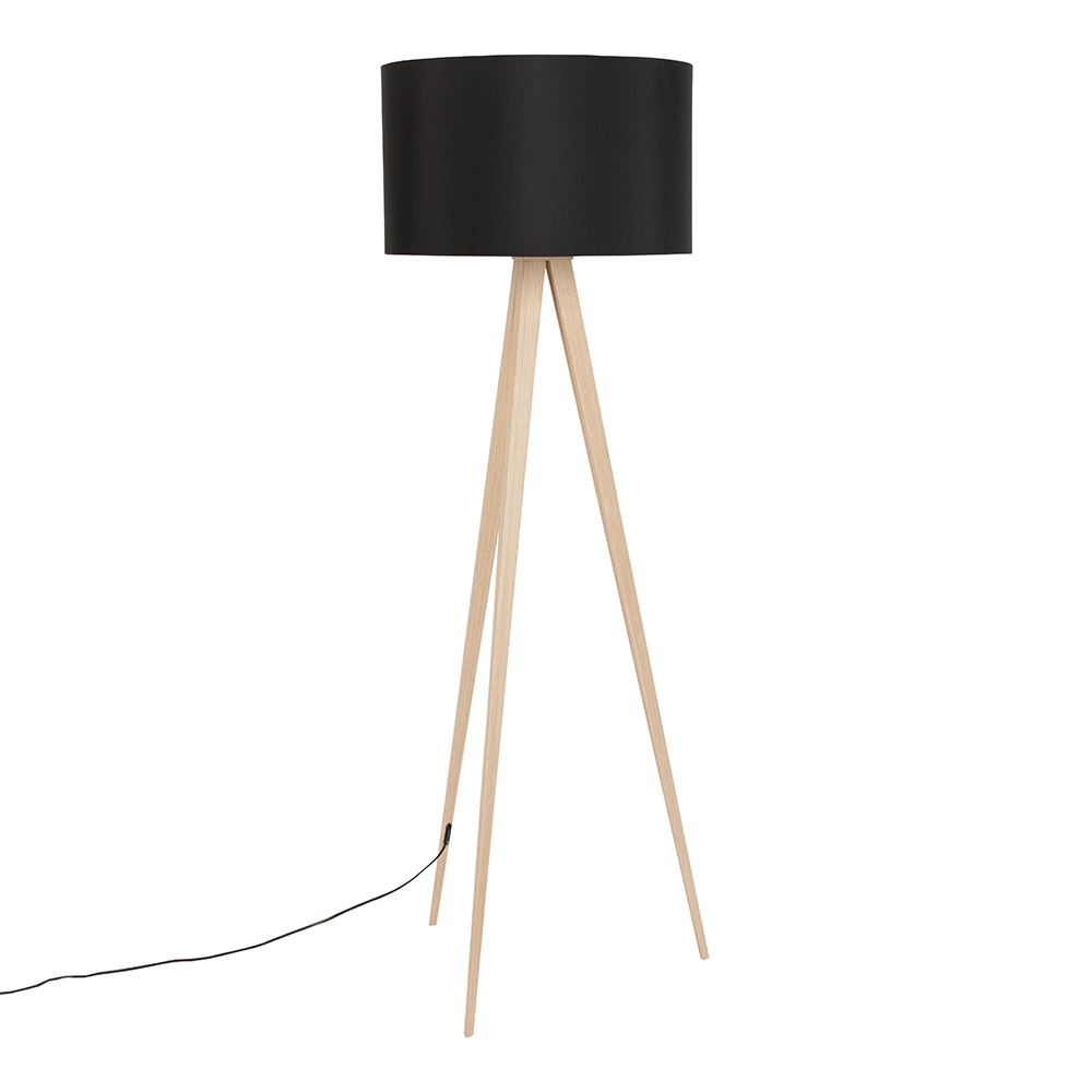 neef Nu al Voorzieningen Tripod Vloerlamp Wood Zwart | Zuiver