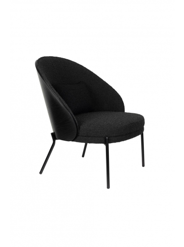 Rodin Lounge Chair Bouclé Black Front Side