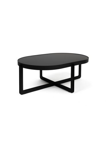 Centre Coffee Table Oval Black Front Side