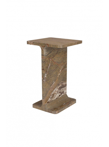 Satpura Side Table Brown Marble Front Side