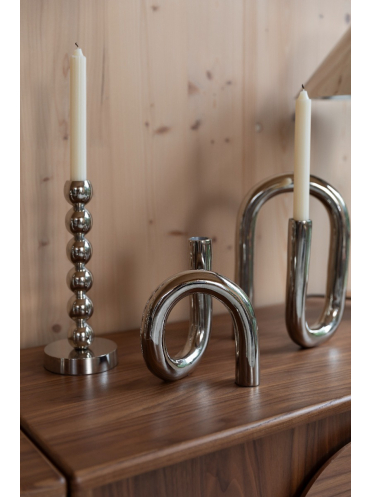 Tubo Candle Holder S Shiny Silver 2