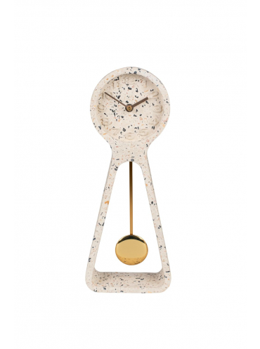Pendulum Clock Time Terrazzo White Front Side