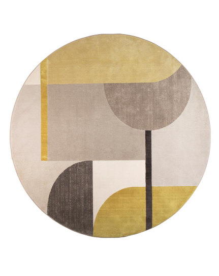 Hilton Round Carpet '240 Grey/Yellow 1