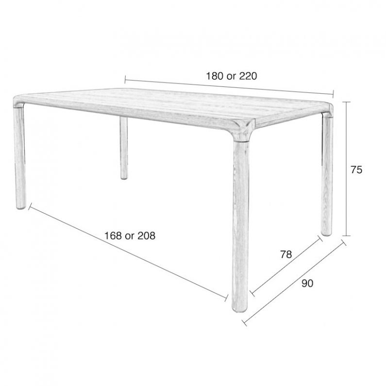 Storm Table 180x90 Natural Zuiver, White Table Dimensions