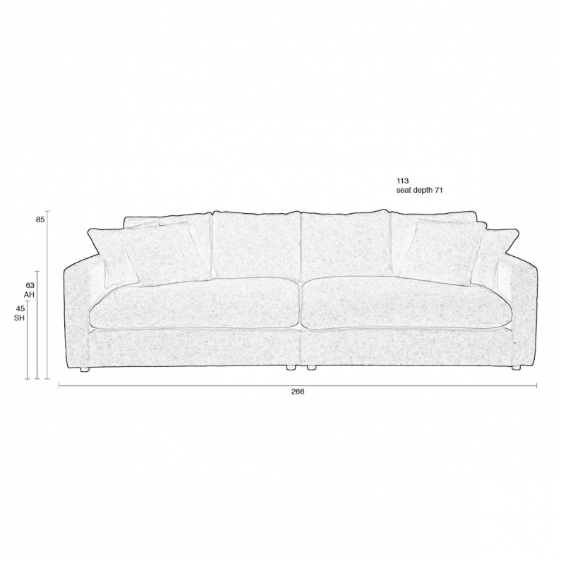 Sense 3 Seater Sofa Nature Soft Zuiver, What Is The Size Of 3 Seater Sofa