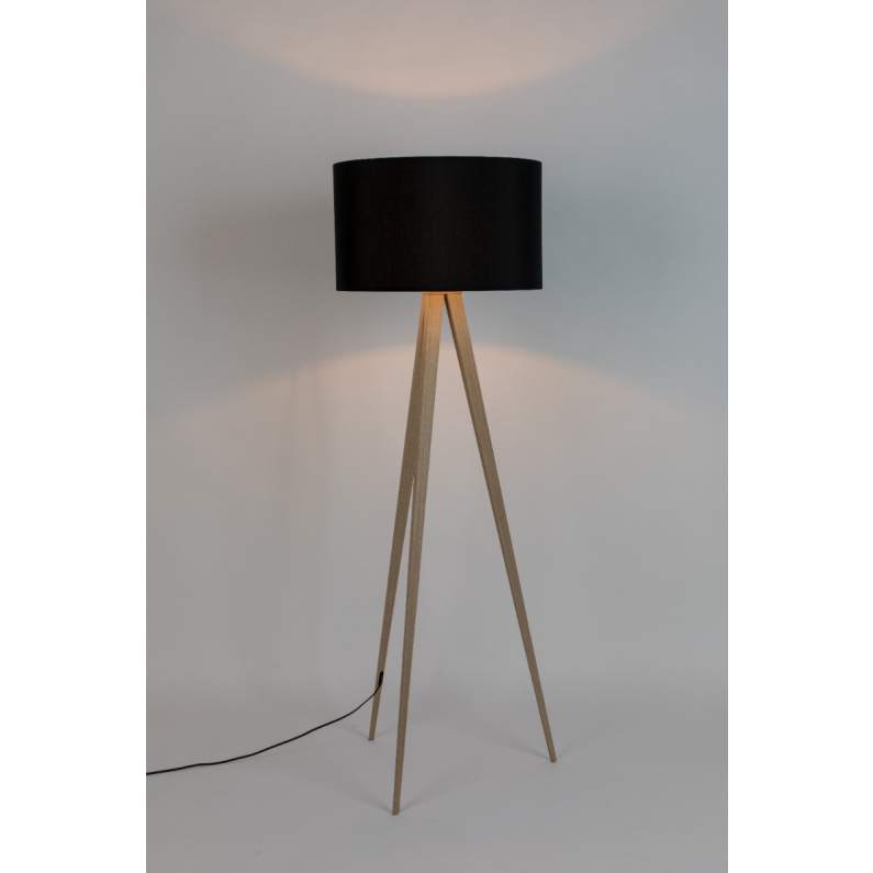 het spoor nabootsen Onbepaald Tripod Vloerlamp Wood Zwart | Zuiver