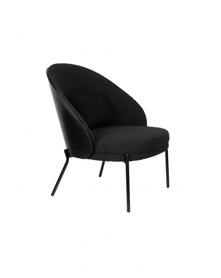 Rodin Lounge Chair Bouclé Black Front Side