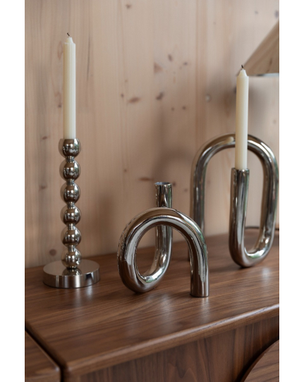 Tubo Candle Holder S Shiny Silver 2