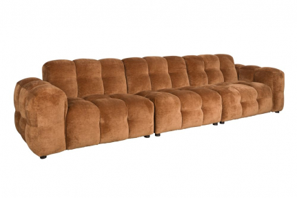 Sofa Hackman 4,5-Seater Velours Cognac Front