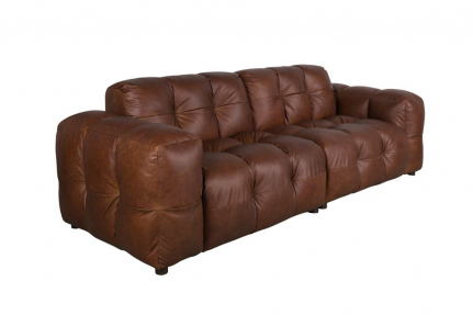 Sofa Hackman 3-Seater Leather Chocolate Front