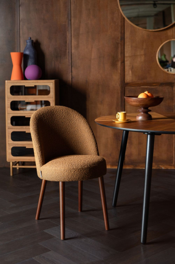 Barbara Chair Boucle Ochre Front Side