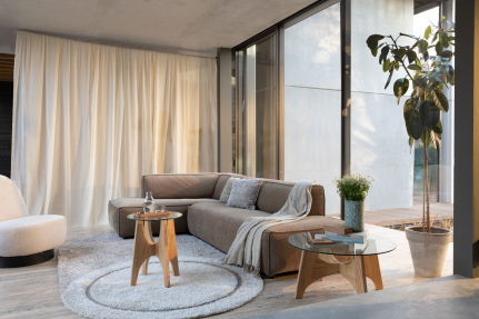 Fat Freddy Rib Sofa Left  Caramel 1