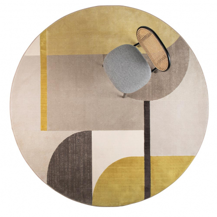 Hilton Round Carpet '240 Grey/Yellow 1
