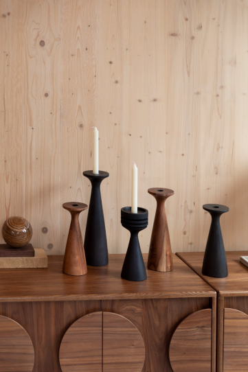 Flames Candle Holder L Black 1
