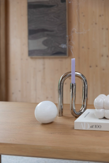 Tubo Candle Holder L Shiny Silver 1