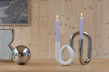 Tubo Candle Holder S Shiny Beige 1