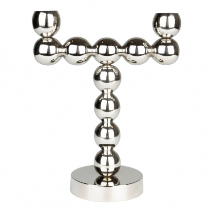 Candle holder Bubbles Two Shiny Silver 1