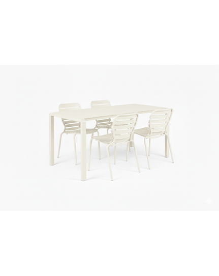 Vondel Tuinset 4 personen - tuintafel + 4 stoelen Wit Front Side