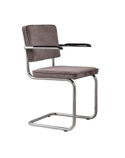 Ridge Rib Armchair chromed Front Side
