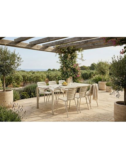 Vondel Tuinset 6 personen - tuintafel + 6 stoelen Wit Front Side