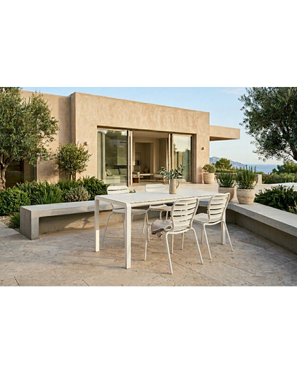 Vondel Tuinset 4 personen - tuintafel + 4 stoelen Wit Front Side