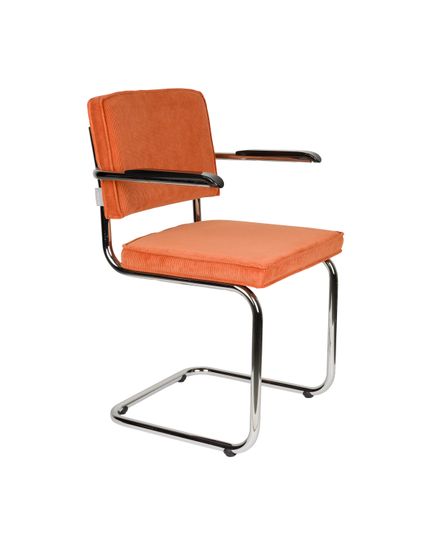 Ridge Rib Armchair chromed Front Side