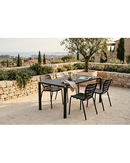 Vondel Tuinset 4 personen - tuintafel + 4 stoelen Zwart Front Side