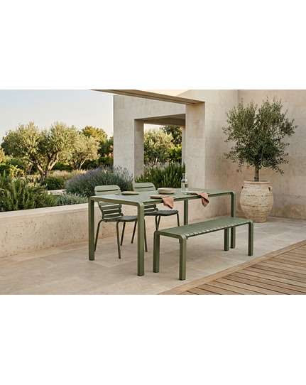 Vondel Tuinset 4 personen - tuintafel + 2 stoelen + tuinbankje Groen Front Side